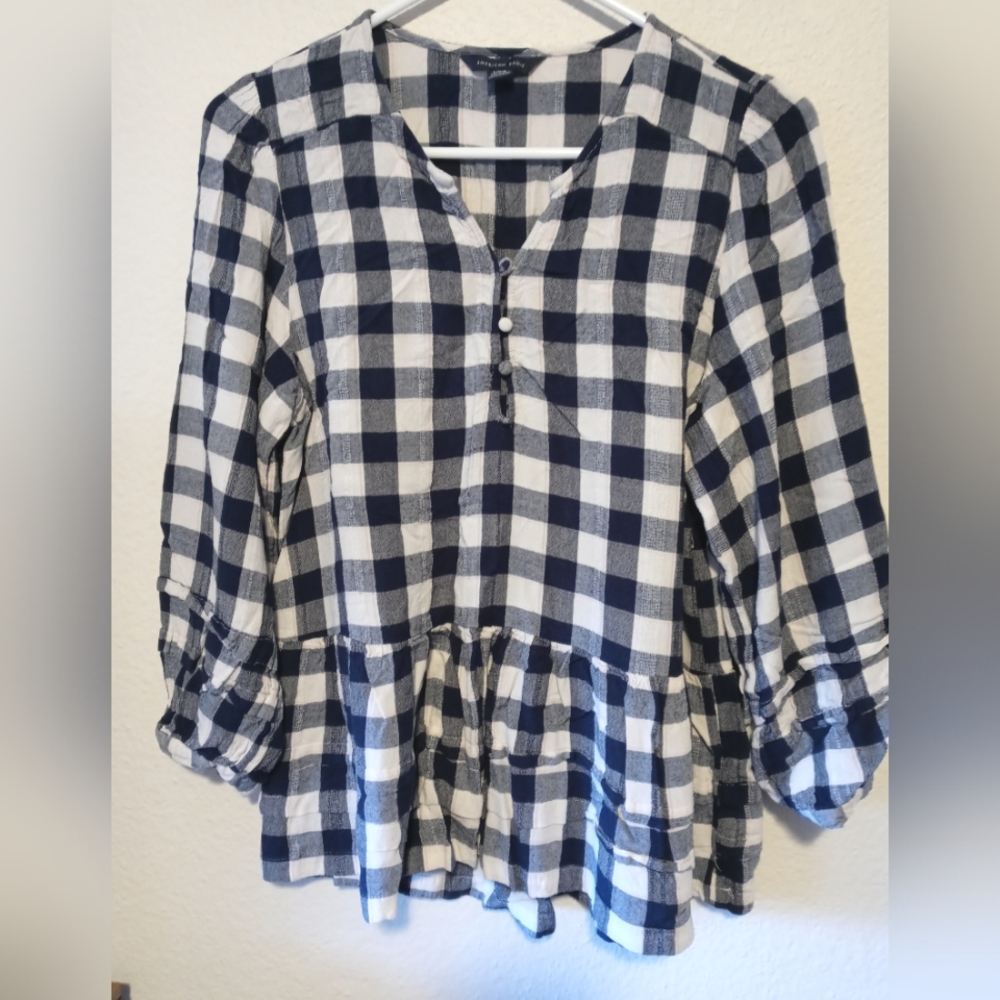 Cropped plaid ruffled top